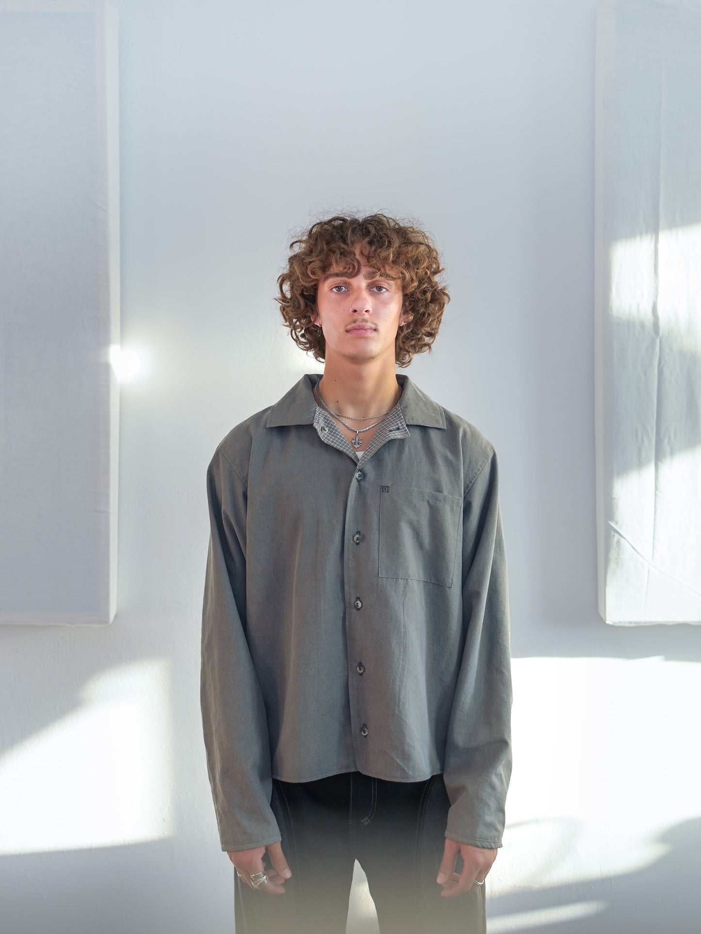 Reverse shirt - Grey Mini-Checkers - L