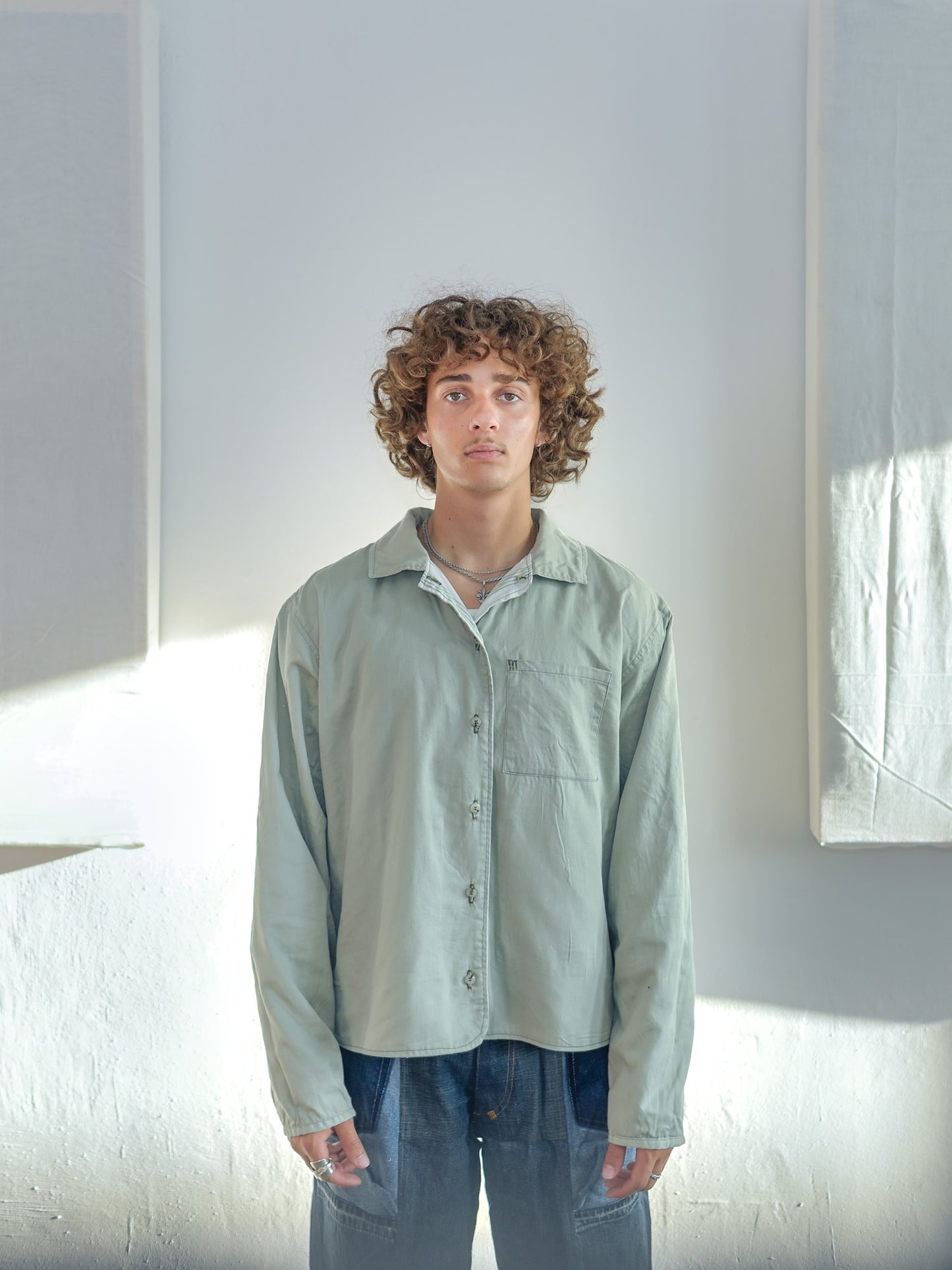 Reverse shirt - Green Stripes - XL
