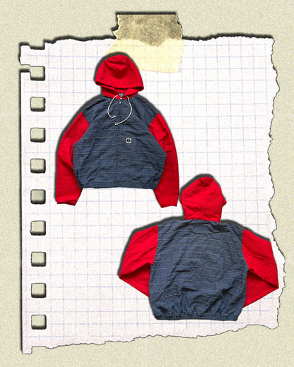 KAMPRAD ZIP HOODIE - RED&BLUE, LARGE