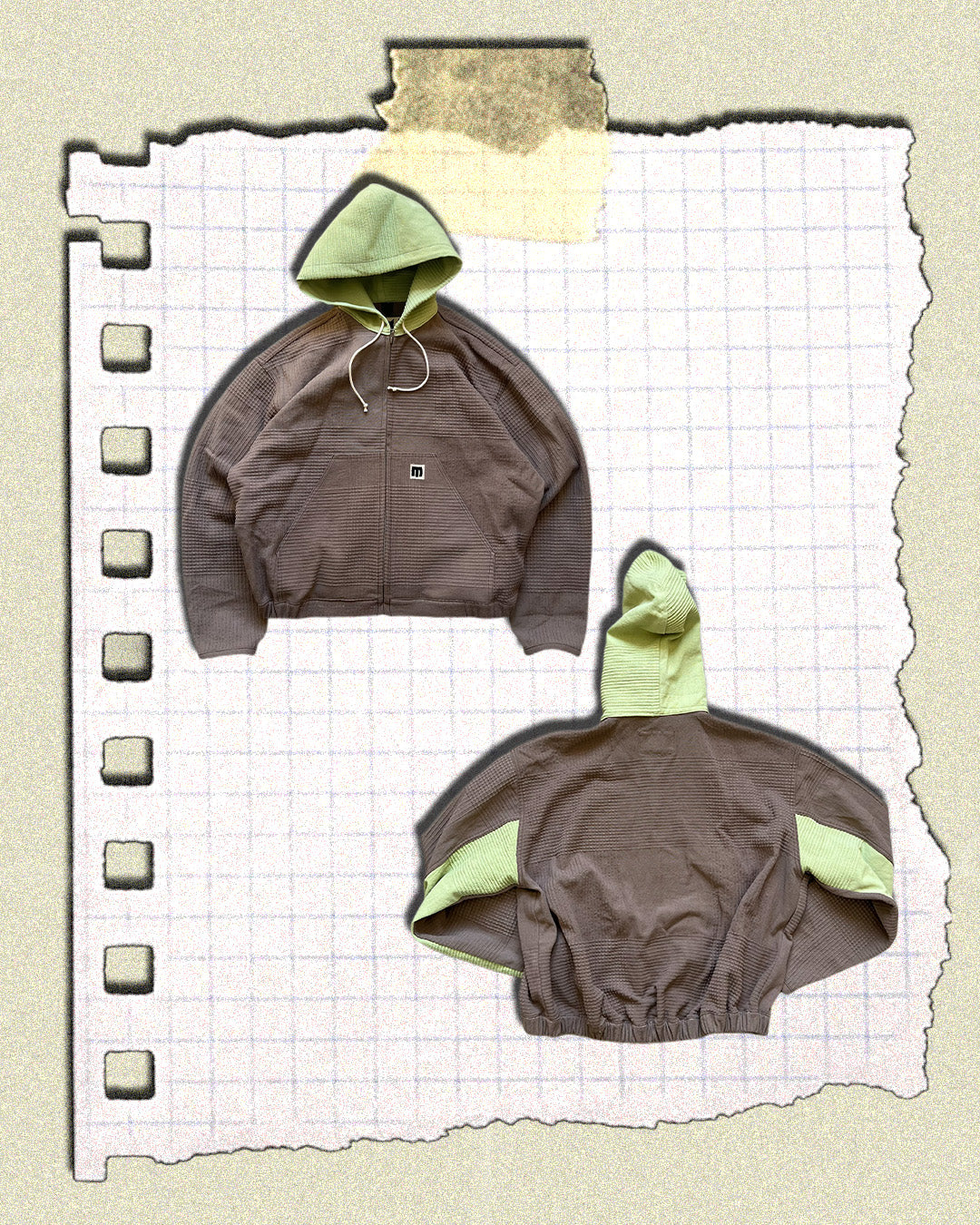 KAMPRAD ZIP HOODIE - BROWN & GREEN, XL