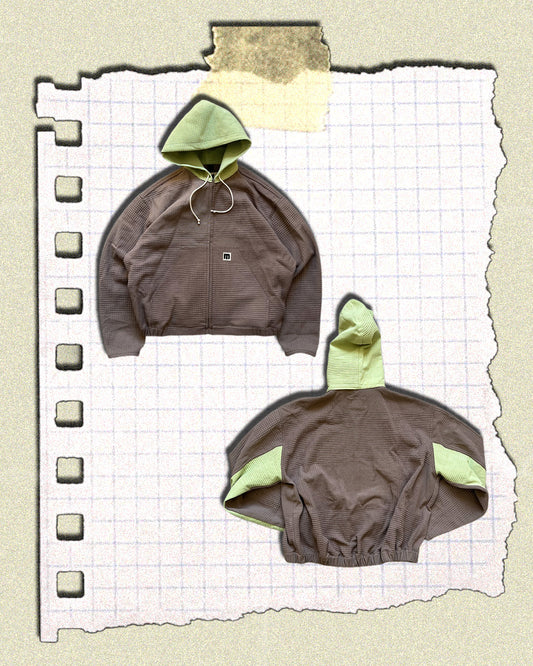 KAMPRAD ZIP HOODIE - BROWN & GREEN, XL