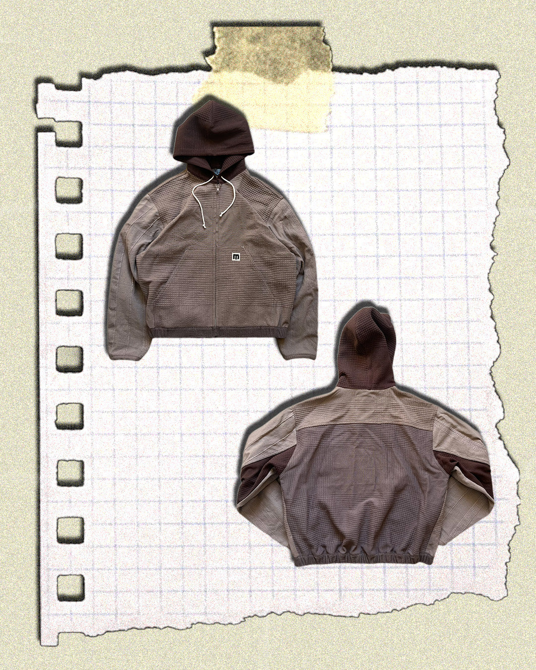 KAMPRAD ZIP HOODIE - BROWN TWO TONE, MEDIUM