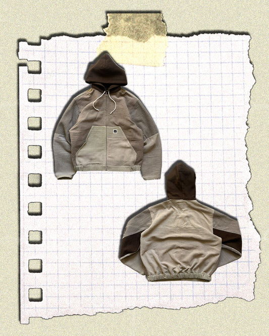 KAMPRAD ZIP HOODIE - SAND & BROWN, SMALL