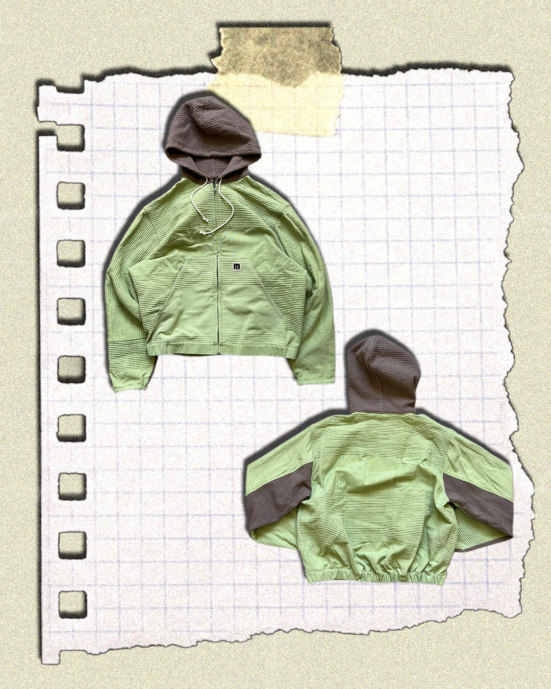 KAMPRAD ZIP HOODIE - GREEN & BROWN, SMALL