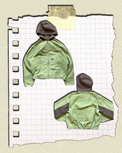 KAMPRAD ZIP HOODIE - GREEN & BROWN, SMALL