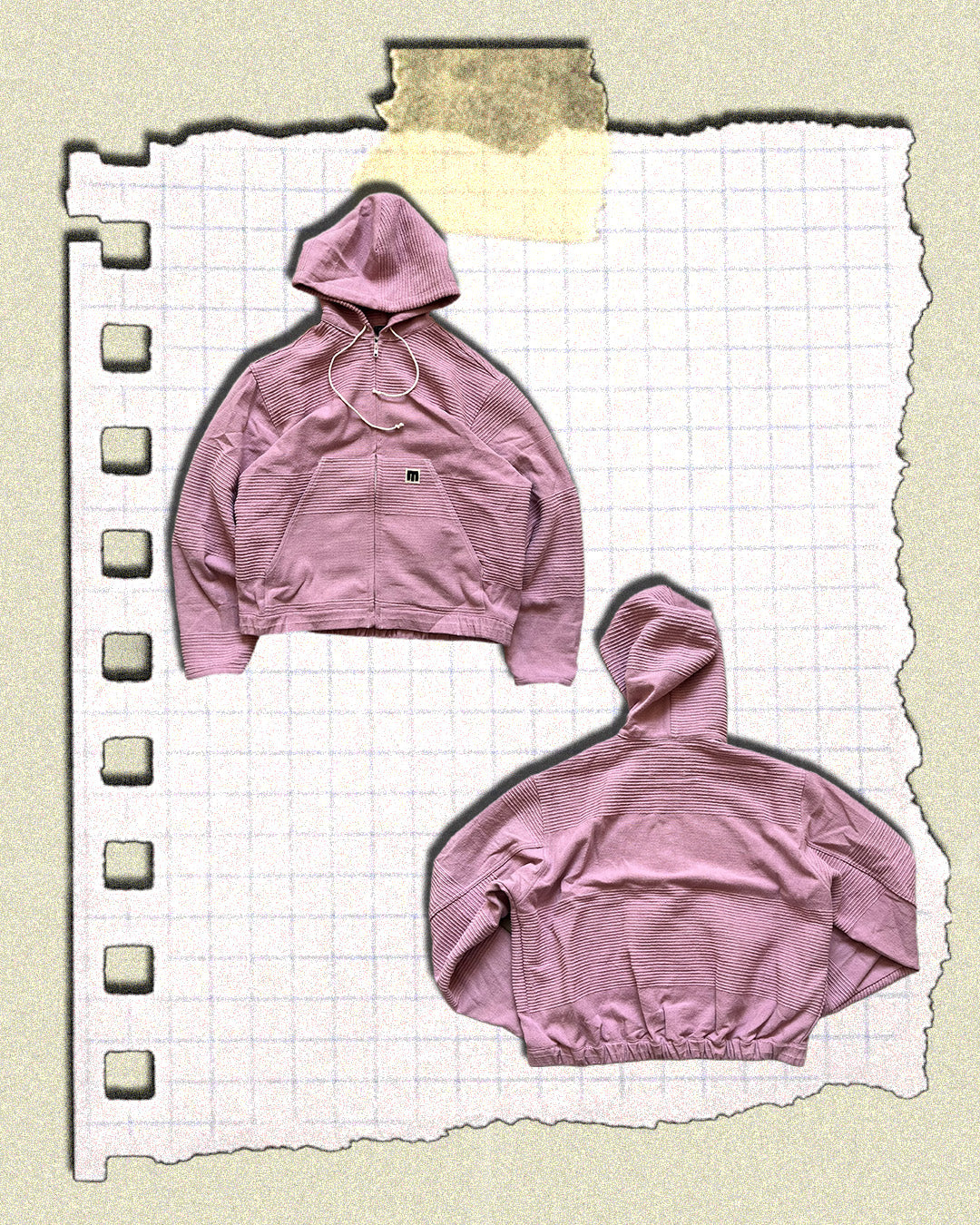 KAMPRAD ZIP HOODIE - WASHED PINK, LARGE